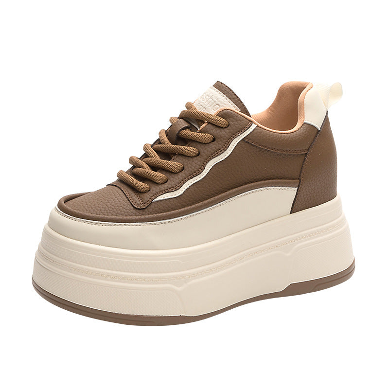 Women's Wedge White Muffin Platform Height Increasing Insole Small Pumps Women's Casual Shoes
