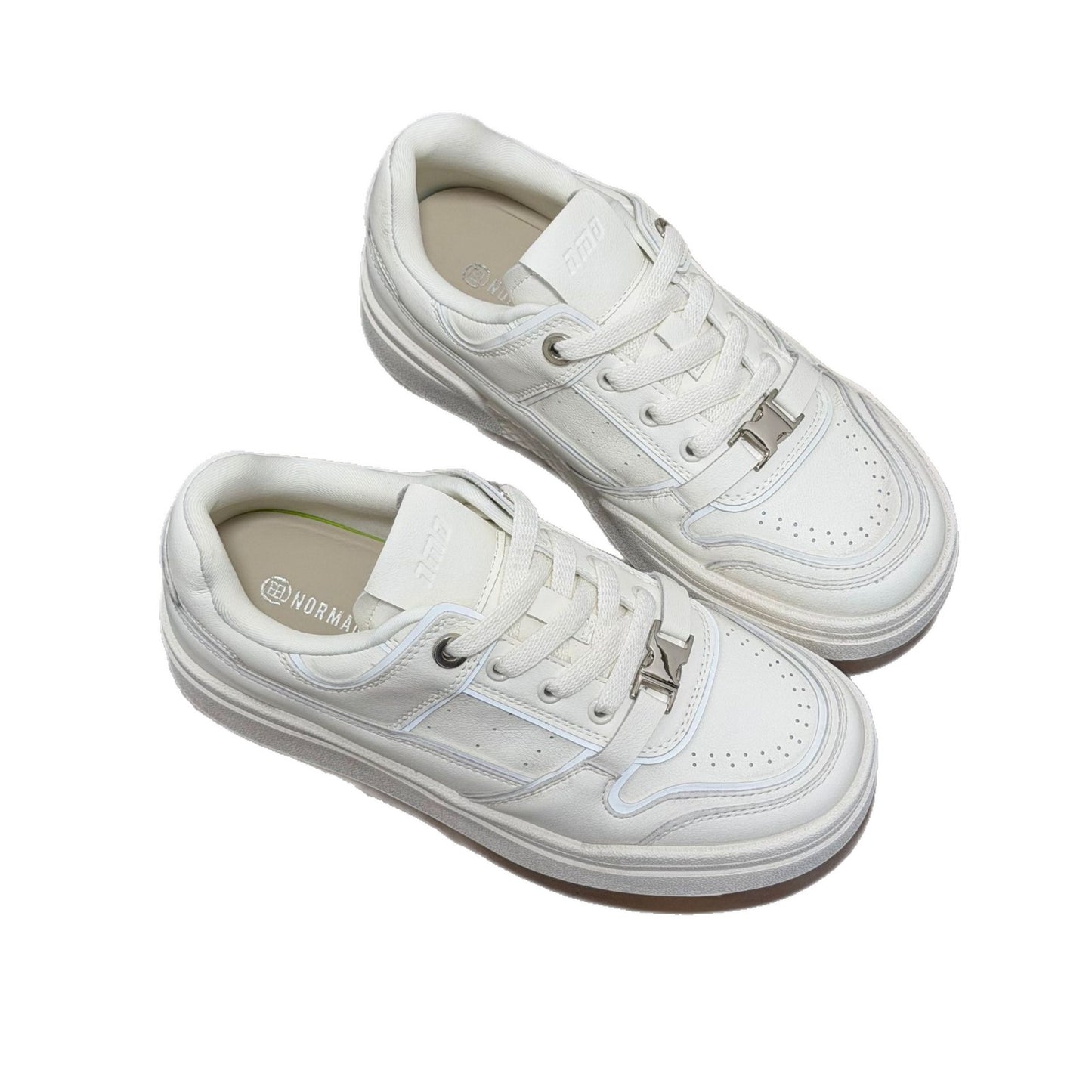 Women's Platform White Polished Retro Fashion Board Casual Shoes