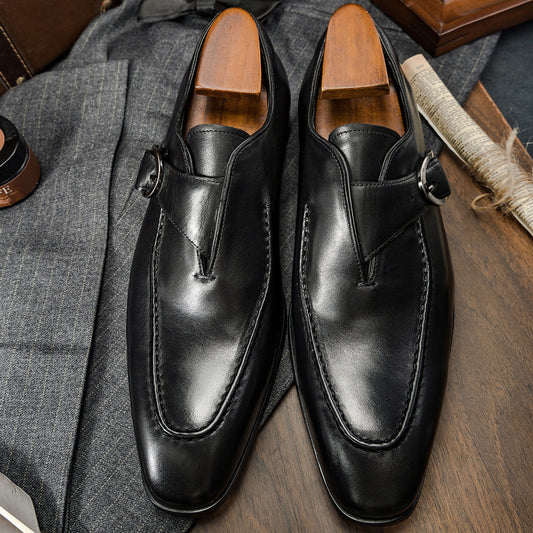 Men's Cowhide Formal Wear Retro British Men's Business Leather Shoes