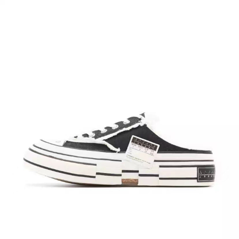 Women's & Men's Support Frayed Edge Trendy Thick Sole Increased Women's Canvas Shoes