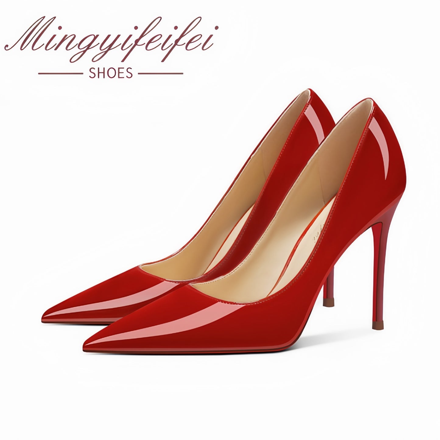 Women's Plate Red Bottom Not Tired Feet Patent Pointed Toe Sexy Women's Fashion Shoes