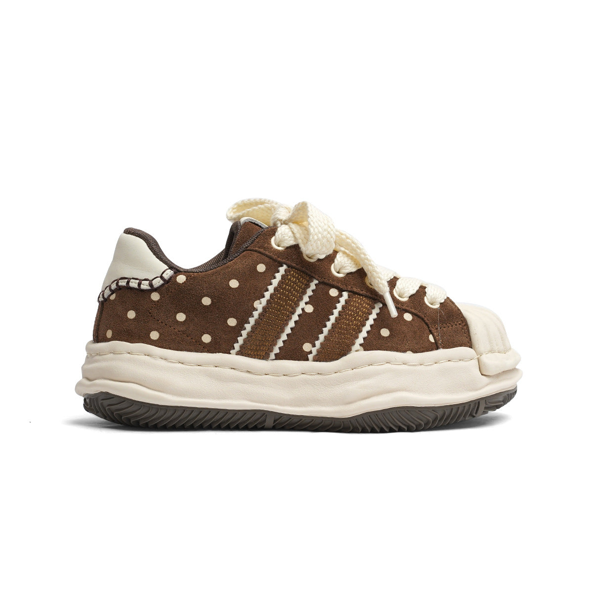 Toe Dissoed Polka Dot Niche Retro Suede Genuine Women's Casual Shoes