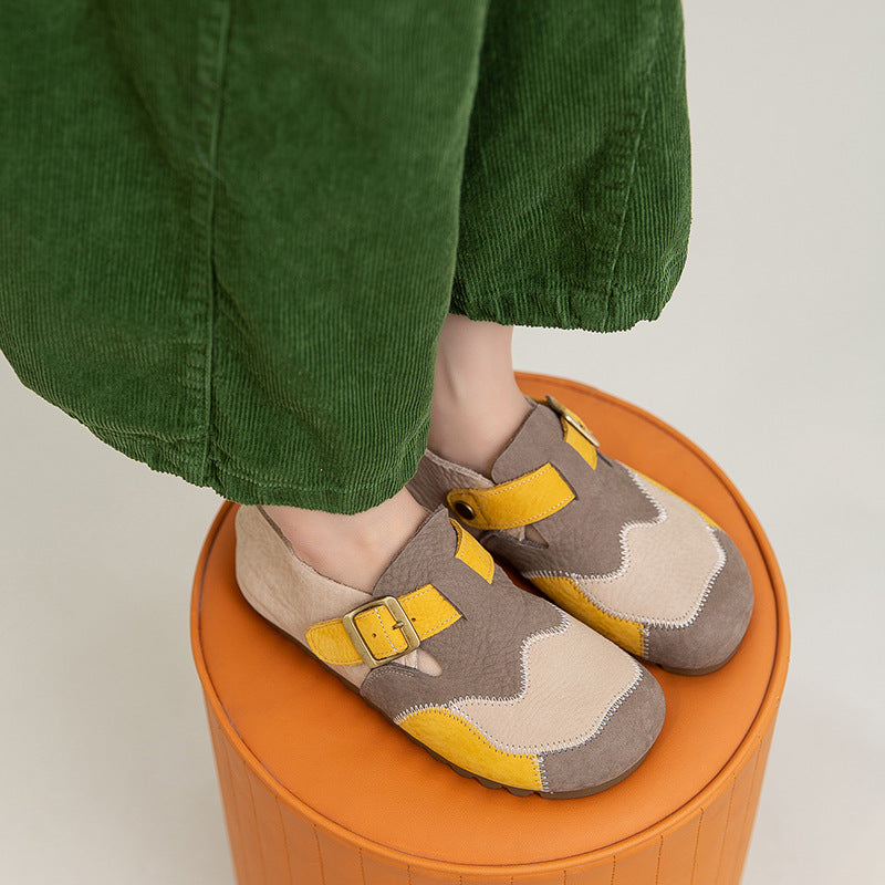 Women's Layer Cowhide Portable Pumps Comfortable Commuter Women's Casual Shoes