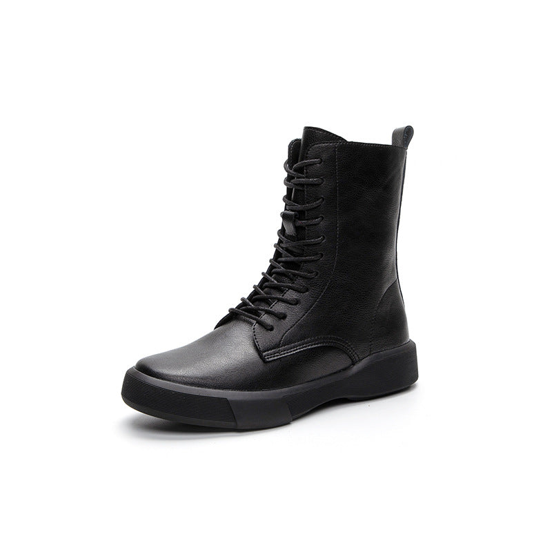 Women's Martin Plus Size British Style Fleece-lined Flat Bottom Retro Boots