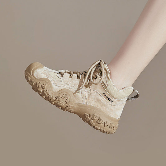 Women's Ankle Genuine Retro Outdoor Hiking Toe Cap Platform Women's Leather Boots