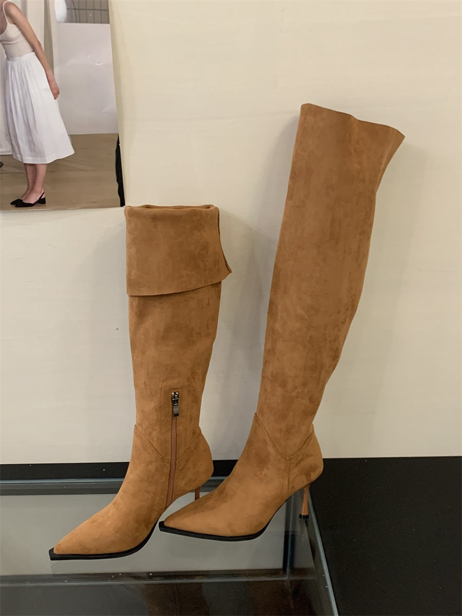 Women's Tax-free Suede High Elastic Pointed Skinny Heels