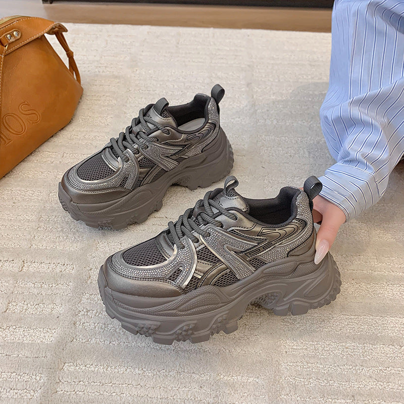 Women's Soft Rhinestone Dad Autumn Mesh Breathable Women's Sports Shoes
