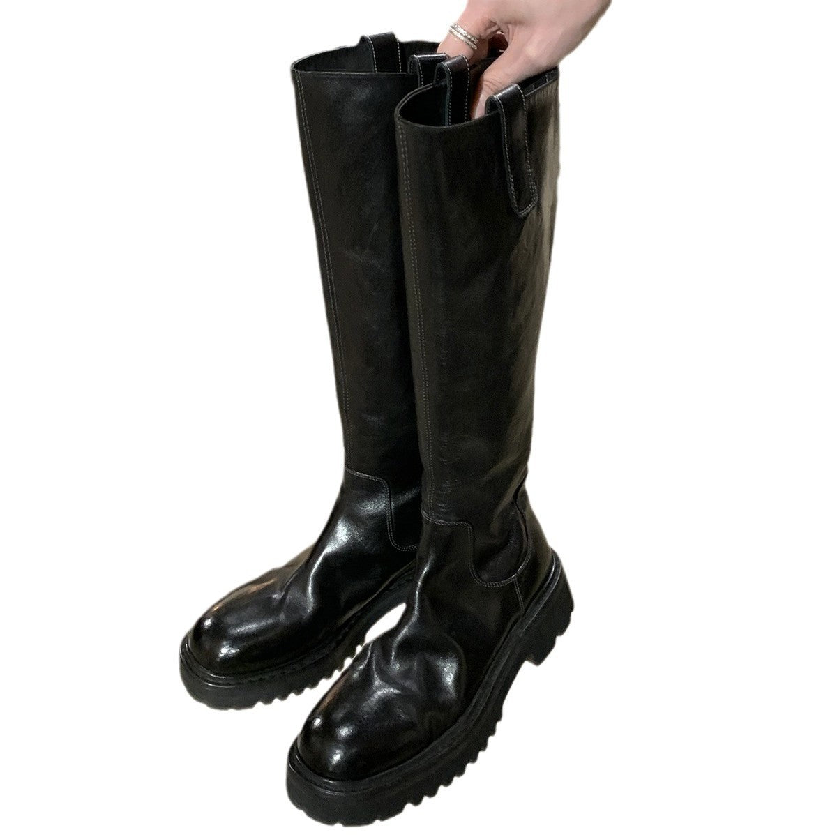 Women's Mom Washed Horse Round Head Thick Bottom Boots