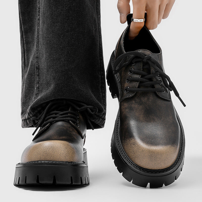 Men's Thick Bottom Increased Business Formal Wear High-grade Big Head Low Men's Casual Leather Shoes