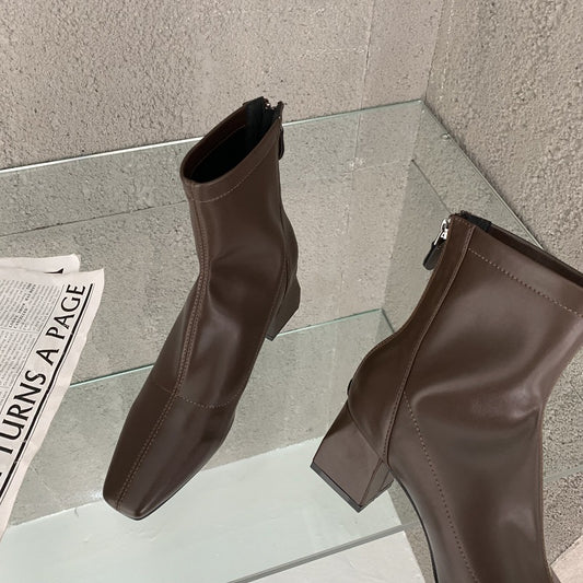 Women's High Booties Korean Style Chunky Middle Fried Boots