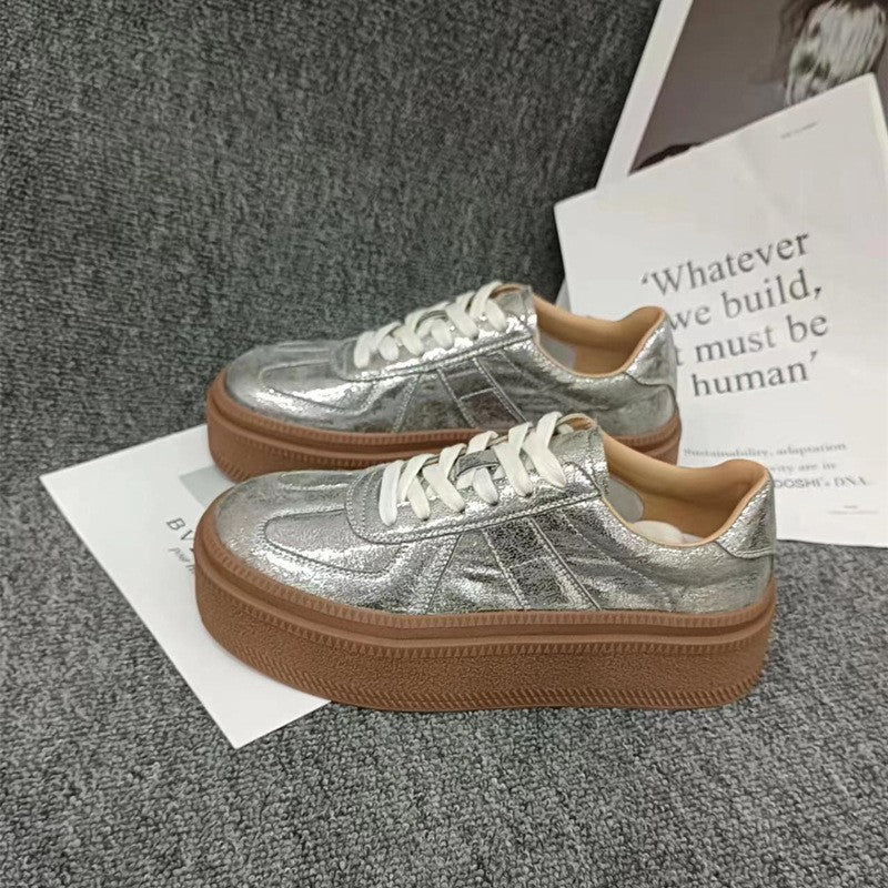Women's Spring Platform Leisure Versatile Fashion Best-selling German Training Golden Sneakers