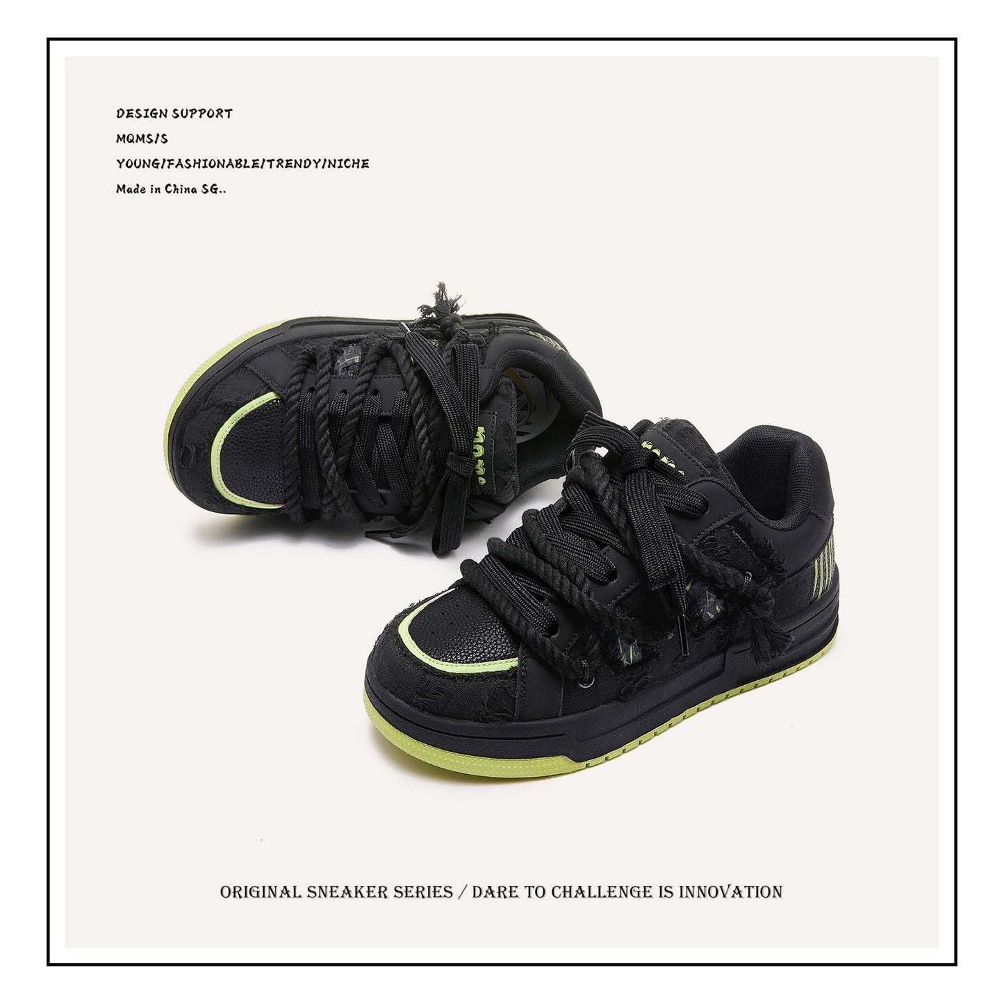 Women's & Men's Destruction Series American Street Black Couple Bread Men's Shoes