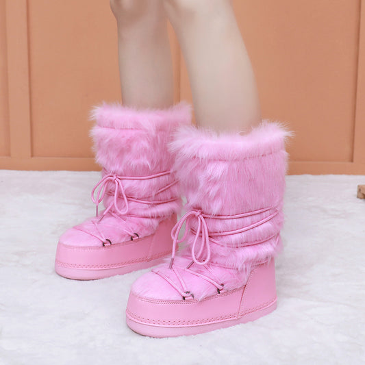 Women's For Winter Thick Bottom Thermal Moon Big Northeast Long Women's Snow Boots