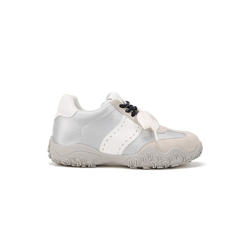 Women's Mercerized Height Increasing Insole Version Crescent Pearl Lace Breathable Women's Sports Shoes
