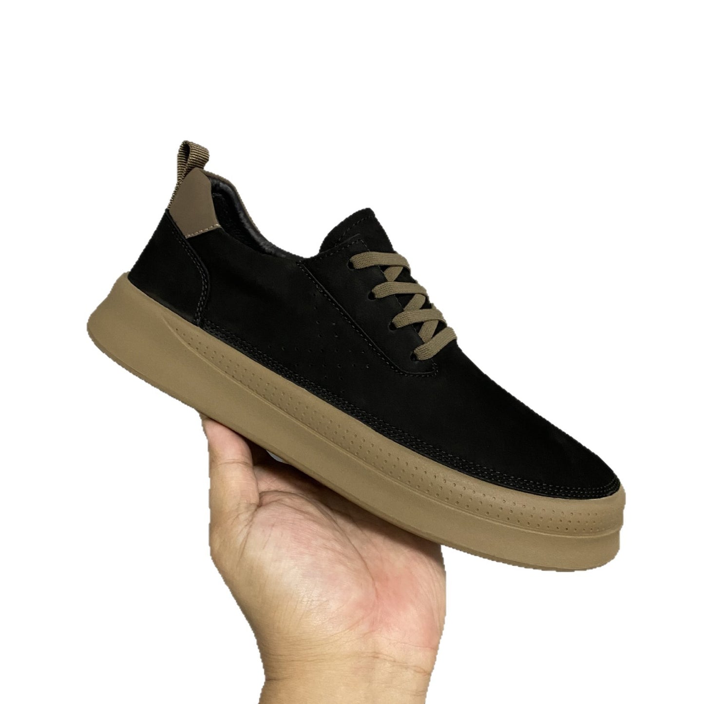 Men's Black Autumn Youth Less Thick Bottom Men's Casual Leather Shoes