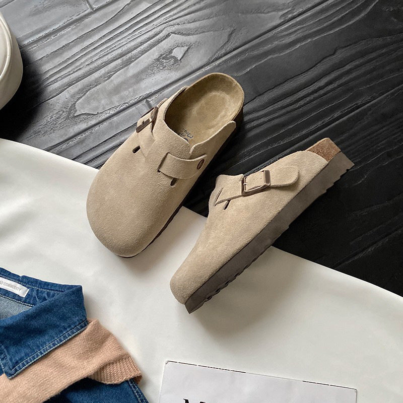 Women's Thick Bottom Toe Cap Half Retro Slippers