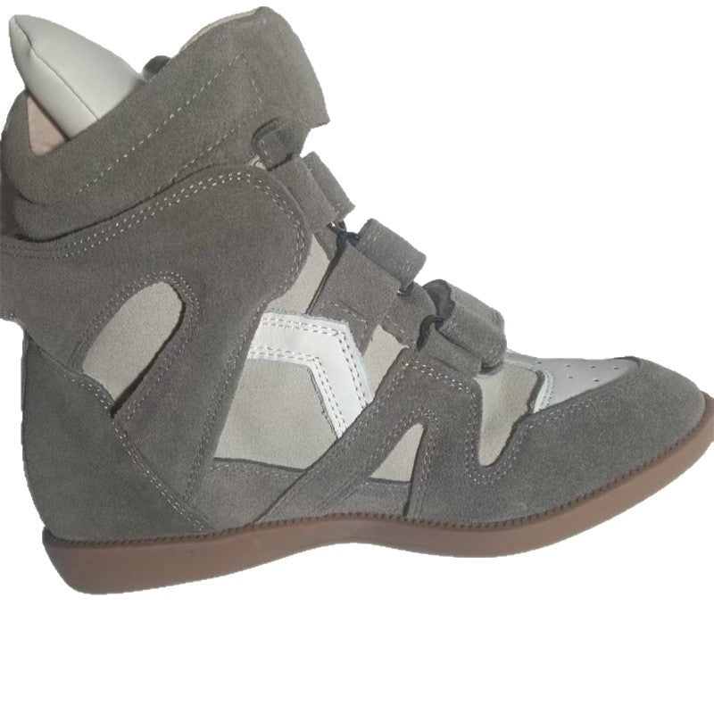 Women's Increasing Insole Genuine High Top White Sneakers