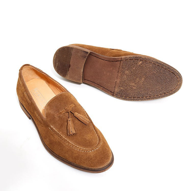 Men's One Pedal British Suede Tassel Cover Foot Lazy Loafers/doug Shoes