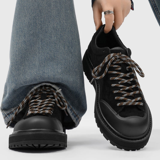 Men's Platform Height Increasing British Fashionable Lace Men's Casual Leather Shoes