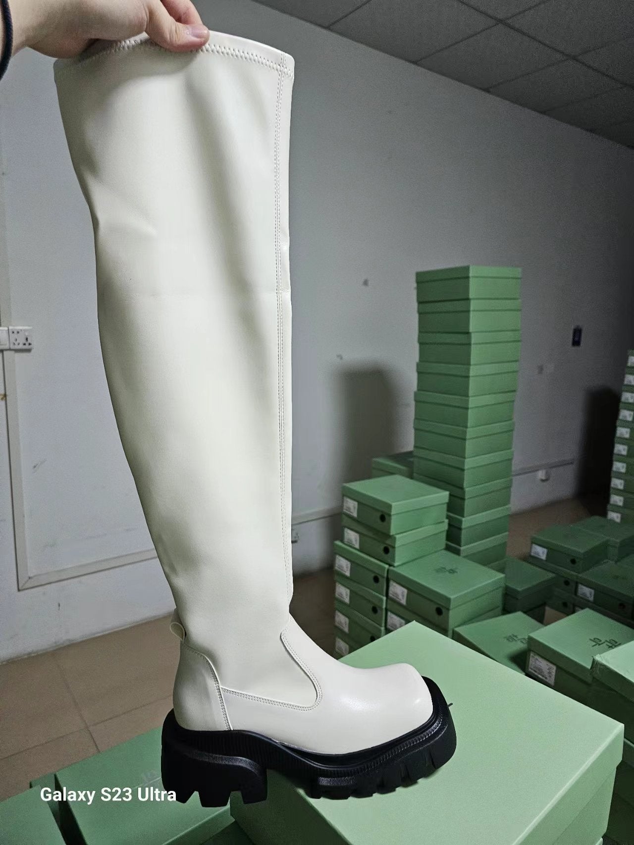 Women's The Knee Big Tube Circumference Slimming Knight Women's Leather Boots