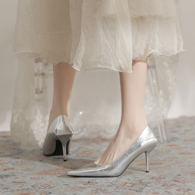 Women's Stiletto Pointed Toe Sier High Comfortable Ladies Women's Fashion Shoes