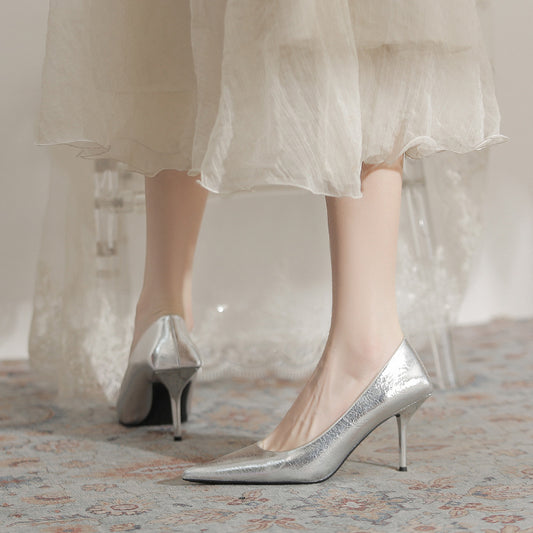 Women's Stiletto Pointed Toe Sier High Comfortable Ladies Women's Fashion Shoes