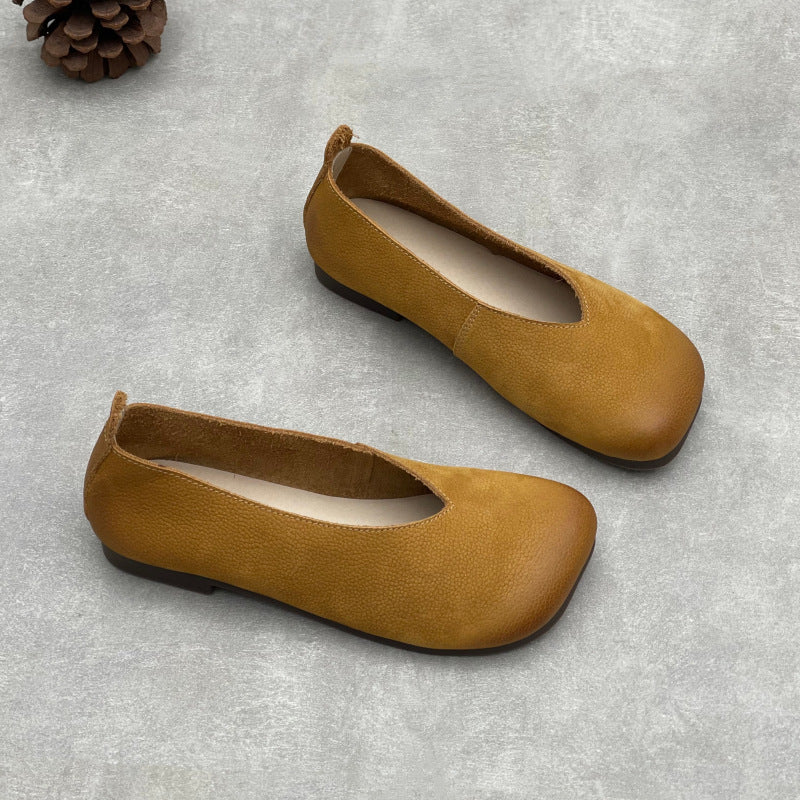 Women's Artistic Crafts Low-cut Authentic Pumps Square Head Flat Women's Casual Shoes