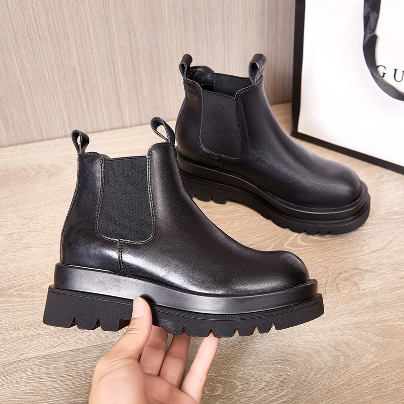 Women's Increasing Martin British Style Smoke Pipe Ankle Thick Boots
