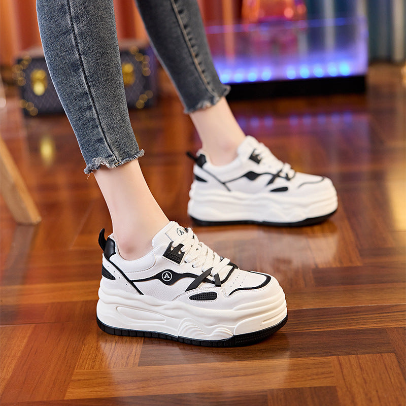 Women's Spring Hidden White Platform Wedge Daddy Sneakers