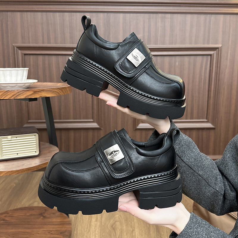 Spring Thick Bottom Increased Chunky British Velcro Loafers
