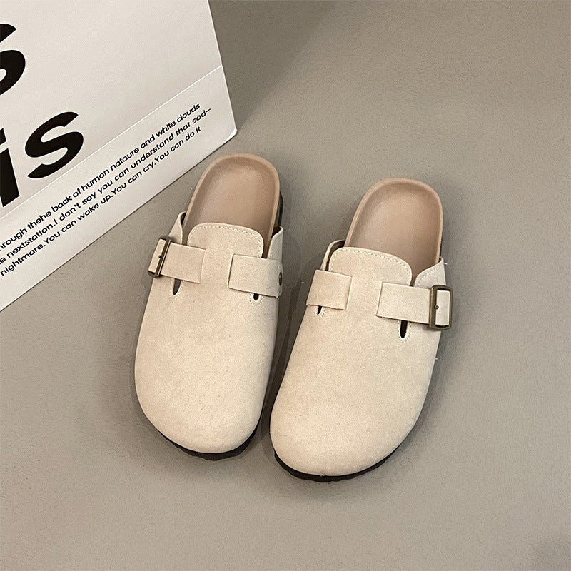 Women's Flat Toe Cap Semi Slip-on Lazy Women's Shoes