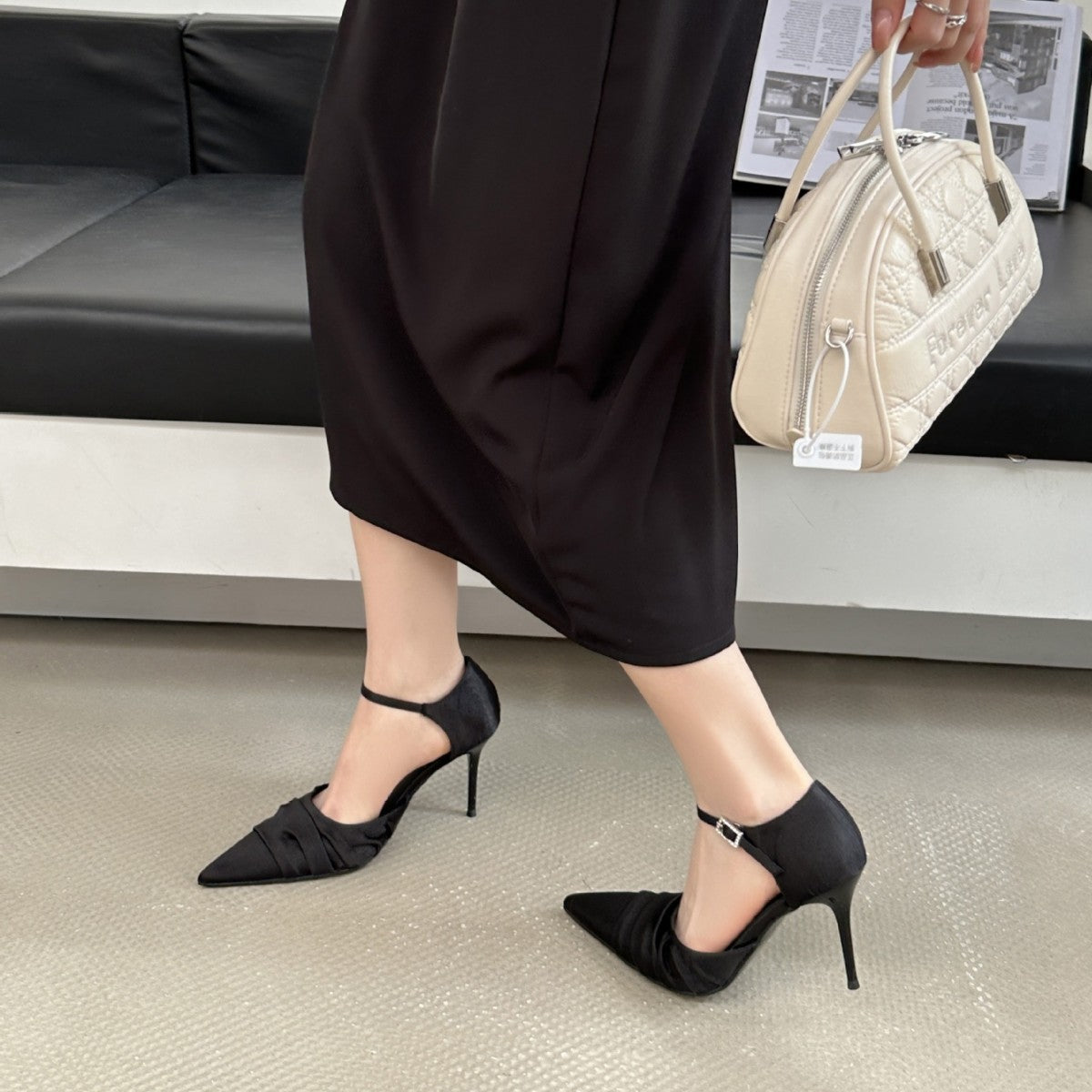Women's Spring Pointed Toe Stiletto Elegant Slimming French Fashion Sexy Beautiful High Heeled Sandals