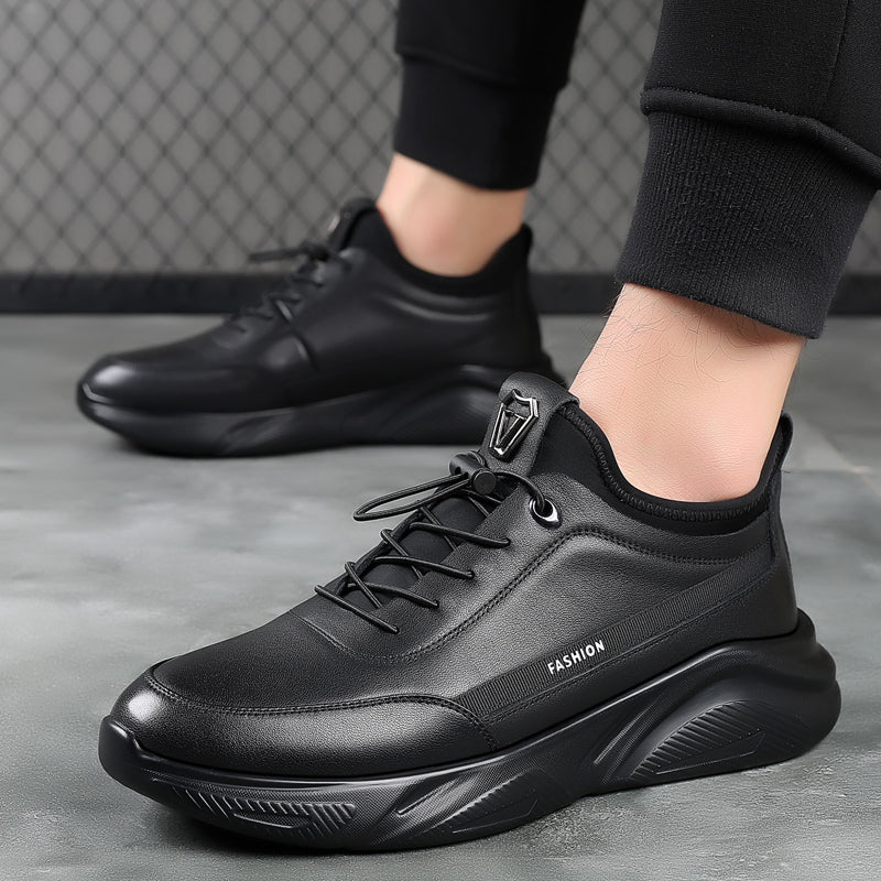 Men's Winter Fleece-lined With Hidden Top Layer Cowhide Sports Men's Shoes