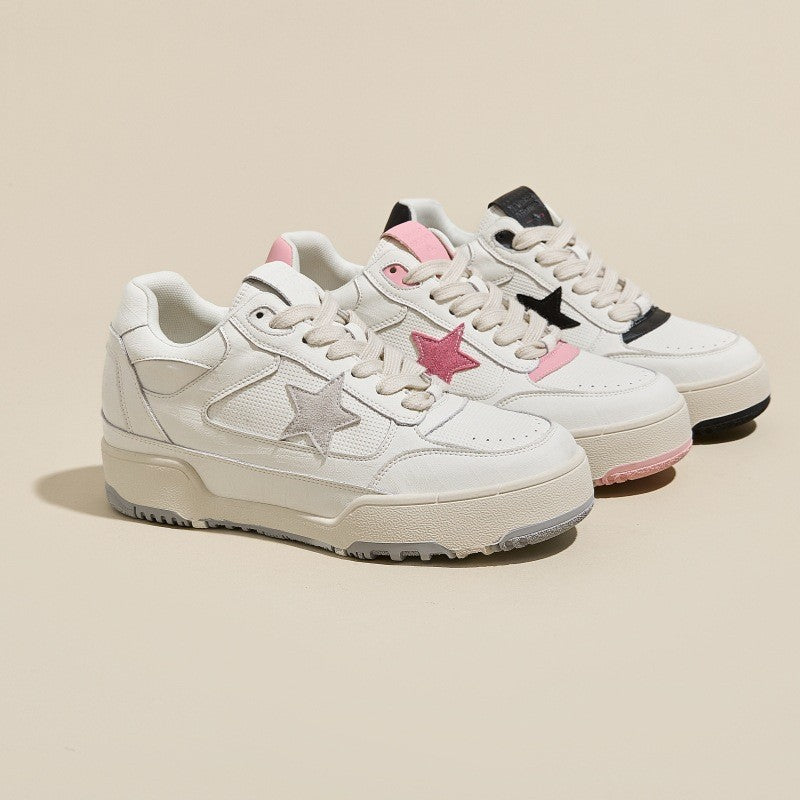 Women's Retro White Spring Breathable Sports Thick Women's Casual Shoes