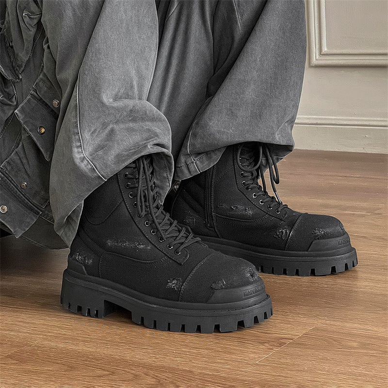 Style Martin Worker Thick Bottom Black Boots