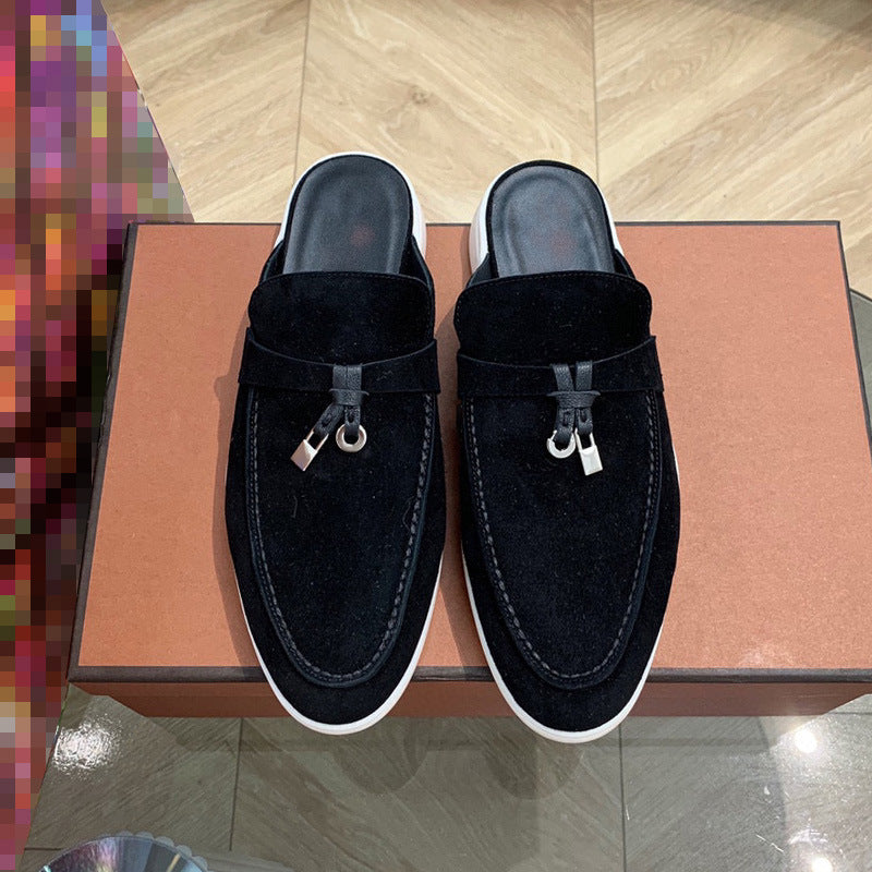 Toe Cap Semi French Comfortable British Flat Slippers