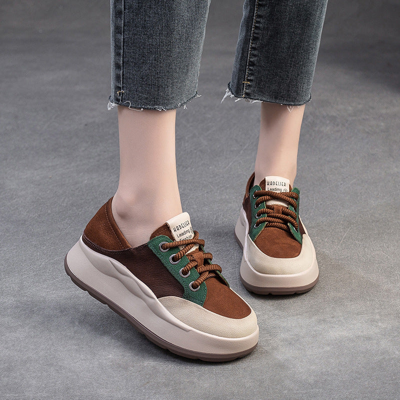 Women's Color Matching Fashion Pumps Thick Bottom Simple Women's Casual Shoes