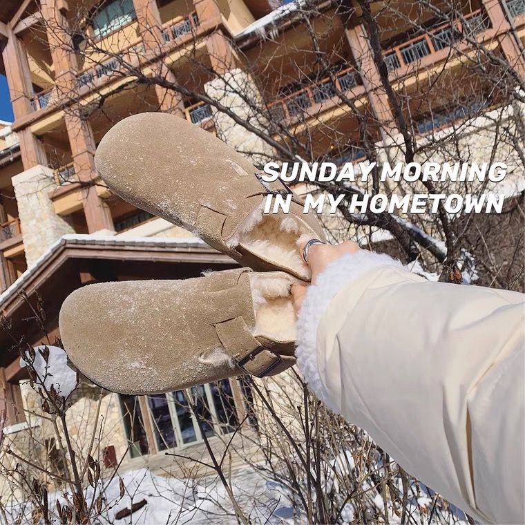 Cowhide Female Grape Mom Winter Fleece-lined Women's Shoes