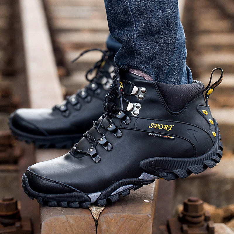 Men's Genuine Hiking Outdoor Travel Waterproof Fleece-lined Boots