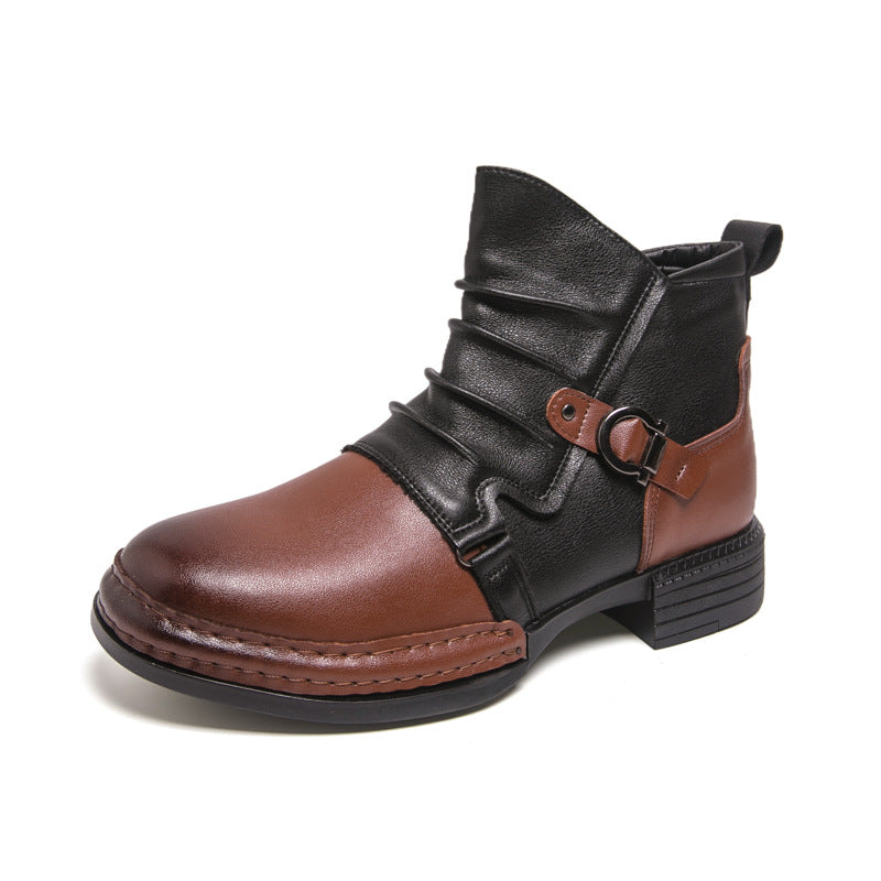 Men's Western American Cowboy Winter British Style Men's Business Leather Shoes