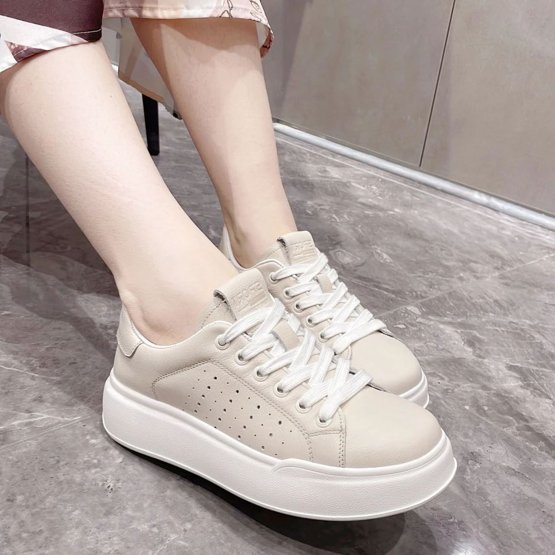 Leer Not Tired Feet White Versatile Leather Shoes