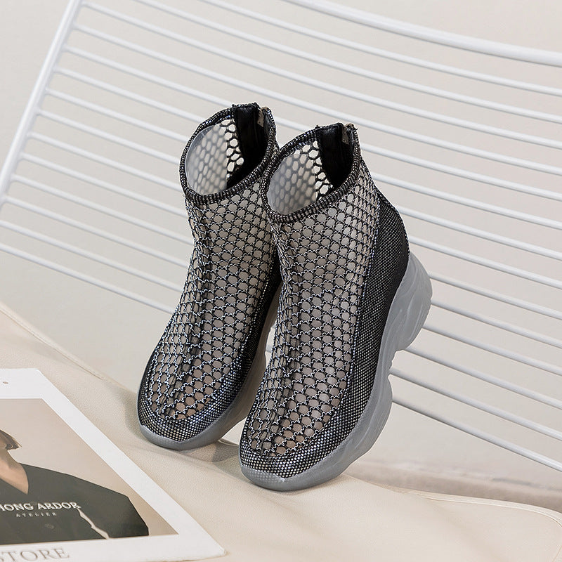 Women's Summer Breathable Platform Inner Height Increasing Hollow Sandals