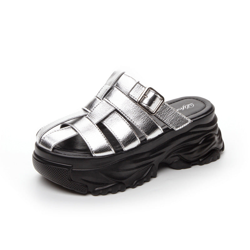 Women's Toe Platform Summer Hollow Breathable Solid Slippers