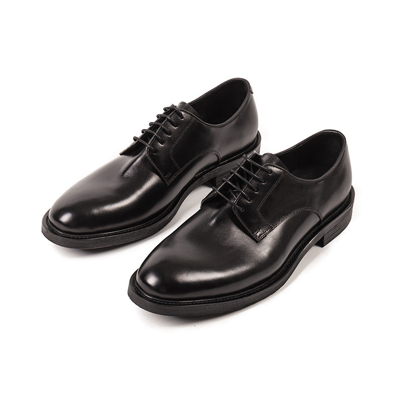 Men's British Black First Layer Cowhide Formal Men's Casual Leather Shoes