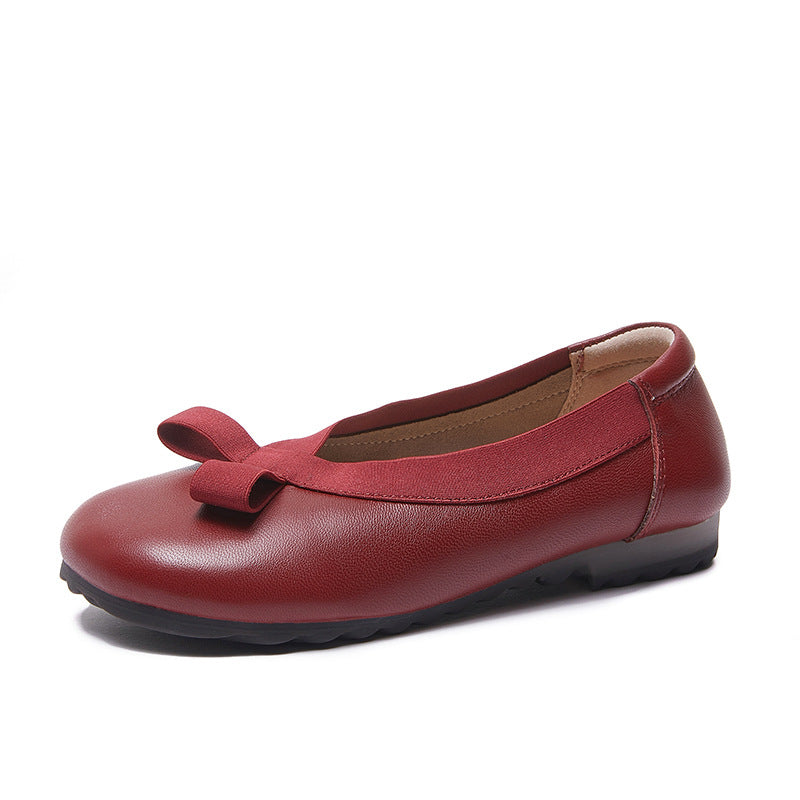 Women's Platinum Genuine Shallow Mouth Round Toe Soft Bottom Casual Shoes