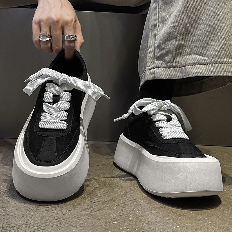 Men's Trendy Breathable White Thick Bottom Heightened Platform Versatile Casual Shoes