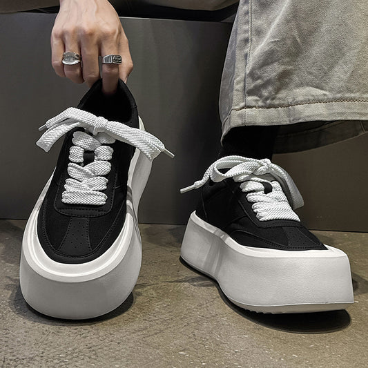 Men's Trendy Breathable White Thick Bottom Heightened Platform Versatile Casual Shoes