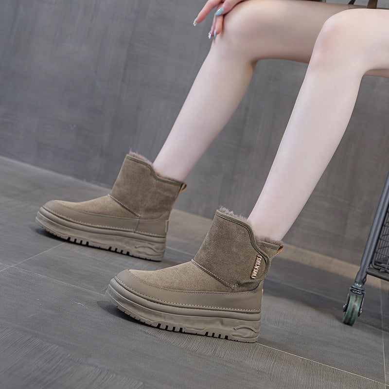 Platform Female Winter Fashion Thickened Veet Snow Boots