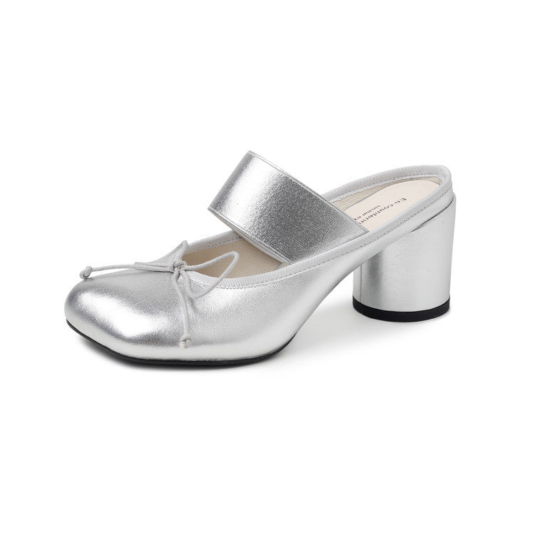 Women's Korean Style Niche Closed Toe Half Summer Flat Bowknot Women's Fashion Shoes