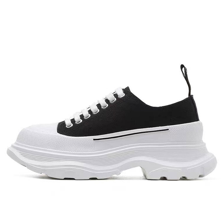 Women's White Leisure Platform Thick Sole Height Increasing Women's Canvas Shoes